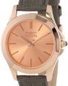 Invicta Women's 15152 Angel 18k Rose Gold Ion-Plated Stainless Steel and Gray Leather Watch