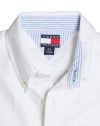 Tommy Hilfiger Shirts for Kids Boys Short Sleeve Classic (Medium, White)