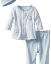 Little Me Baby-Boys Newborn Monkey Play Tmh Pant Set, White/Light Blue, 3 Months