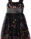 Ruby Rox Girls 7-16 Allover Rainbow Sequin Dress, Black, 8