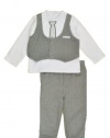 Calvin Klein Baby-Boys Infant White Tee With Attached Gray Front Vest With Pant, White/Gray, 18 Months