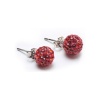 Bling Jewelry Shamballa Inspired Stud Earrings Red Crystal Pave 925 Silver