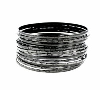 Alfani Bracelets, Hematite-Tone Thin Textured Stackable Bangle Bracelets, Set of 15