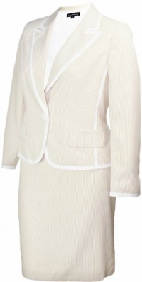 Evan Picone Women's Cambridge Skirt Suit Taupe/White