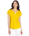 Lucky Brand Women's April Pleated Placket Top