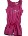 GUESS Kids Girls Little Girl Romper with Mesh Trim, VIOLET (3T)