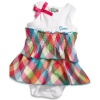 Guess Girls 0-9 Months Plaid Tier Romper (3/6 Months, Multi)