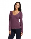 Calvin Klein Women's Essentials With Satin Long Sleeve V-Neck Top