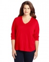 Hue Sleepwear Women's Plus-Size Solid Long Sleeve V-Neck Tee