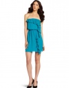 BCBGeneration Women's Ruffle Tube Dress, Teal Blue, Small