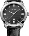 Hugo Boss Black Dial Black Leather Mens Watch 1512767