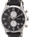 Hugo Boss Chronograph Black Dial Black Leather Mens Watch 1512569