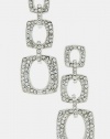 TRENDY FASHION THREE HOLLOW SQUARE RHINESTONE FRAME EARRING BY FASHION DESTINATION | (Silver)