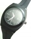 Geneva All Black Matte Circle Dial Silicone Band Large Face Watch