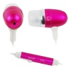 Hot Pink 3.5mm Metal Stereo Headset Handsfree Soft Gel Earbud with Microphone for metroPCS LG Optimus M MS690