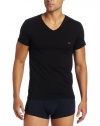 Emporio Armani Men's Cotton Stretch V-Neck Tee, Black, Large