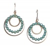 Clara Beau 14k Gold Plated Two Tone Pacific Opal Swarovski Crystal Triple Hoop Dangle Earrings