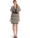 laundry BY SHELLI SEGAL Women's Shoulder-Slit Sweater Dress, Khaki/Multi, X-Small