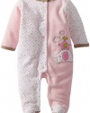 ABSORBA Baby-Girls Newborn V Elephant Footie, White/Pink, 3-6 Months