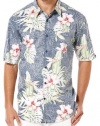 Cubavera Men's Short Sleeve Floral Inside Out Print One Pocket Woven