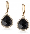 Anne Klein Merry and Bright Gold-Tone Pave Leverback Drop Earrings