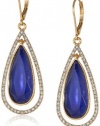 Anne Klein Merry and Bright Gold-Tone Pave Leverback Teardrop Earrings