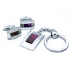 Digabi Men's Jewelry Czech Crystal Wedding Suit Cufflink and Key Ring Set Color Purple Pack of 3