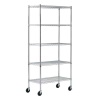 Sandusky MWS361872 Heavy Duty Mobile Wire Shelving Unit, 36 Width x 72 Height x 18 Depth, 5 Shelves, Chrome