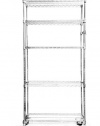 TRINITY EcoStorage 5-Tier NSF Wire Shelving Rack with Wheels, 36 by 18 by 72-Inch, Chrome