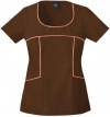 Baby Phat 26809 Women's Color Play Scrub Top Brown X-Large