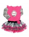 Baby Girl Black White and Pink Long Sleeve Bodysuit and Tutu Outfit by Baby Starters - Hot Pink - 9 Mths / 16-20 Lbs