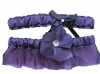 Hortense B. Hewitt Wedding Accessories Floral Fantasy Collection Bridal Garter Set, Eggplant Purple