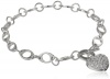 Sterling Silver Pave Simulated Diamond Heart Bracelet, 7.25