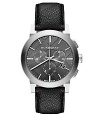 Burberry Black Dial Black Leather Mens Watch BU9362