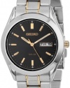 Seiko Men's SNE047 Two-Tone Solar Black Dial Watch