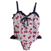 Pink Platinum Infant Baby Girls 1 Piece White Navy Cherries Swimsuit