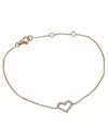 Effy Jewlery Pave Classica Rose Gold Diamond Heart Bracelet, .09 TCW