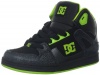 DC Rebound SE Skate Shoe (Little Kid/Big Kid),Black/Green Flash,4 M US Big Kid