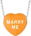 Sweethearts Orange Enamel Marry Me Heart on 16-inch Necklace with Gift Box in Sterling Silver