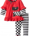 Rare Editions Baby Girls Infant Scottie Dog Legging Set, Red/Black/White, 12 Months