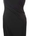 Shoulder Bow Pleated Jersey Dress (16, Black)