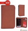 [Bi-Fold] BROWN | Unisex - Men / Women Wallet Universal Phone Case Card & Cash Holder for LG Jil Sander Mobile. Bonus Ekatomi Screen Cleaner