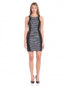 Bailey 44 Women's Gyroscope Sleeveless Stripe Dress with Leather Detail, Black/Silver, Small