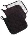 DII Terry Potholder, Black, Set of 3