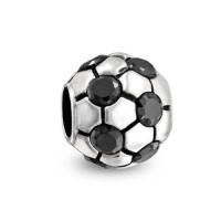 Bling Jewelry Black CZ Soccer Ball 925 Sterling Sports Bead Pandora Compatible