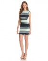 French Connection Women's Jag Stripe Cap Sleeve Dress