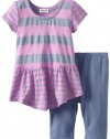 Splendid Littles Baby-girls Newborn Marseille Chambray Stripe Peplum Set, Dahlia, 6-12 Months