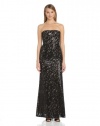 BCBGMAXAZRIA Women's Natasha Applique Chiffon Sequin Cut Out Gown