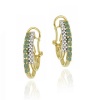 Gold Tone over Sterling Silver Emerald & Diamond Accent Two Row Half Hoop Earrings