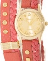 Geneva Platinum Women's 9618.Gold.Pink Pink Leather Quartz Watch with Gold Dial